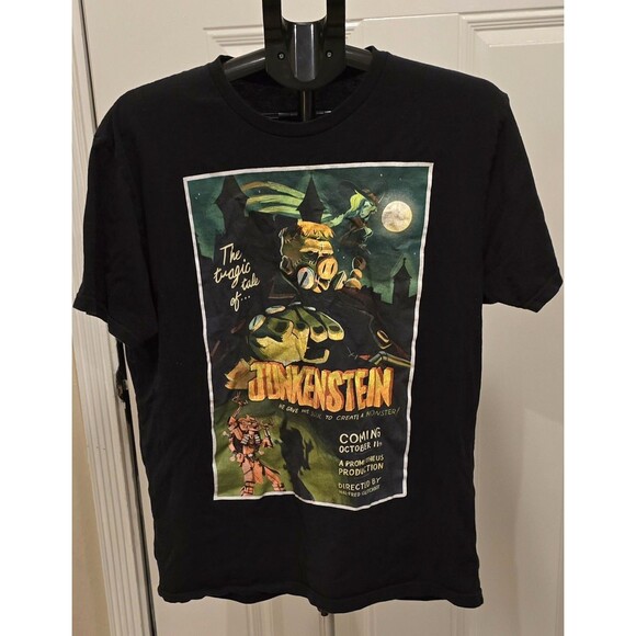 Overwatch Junkenstein Black Short Sleeve LARGE Shirt Graphic Front Comic Game - Picture 1 of 3